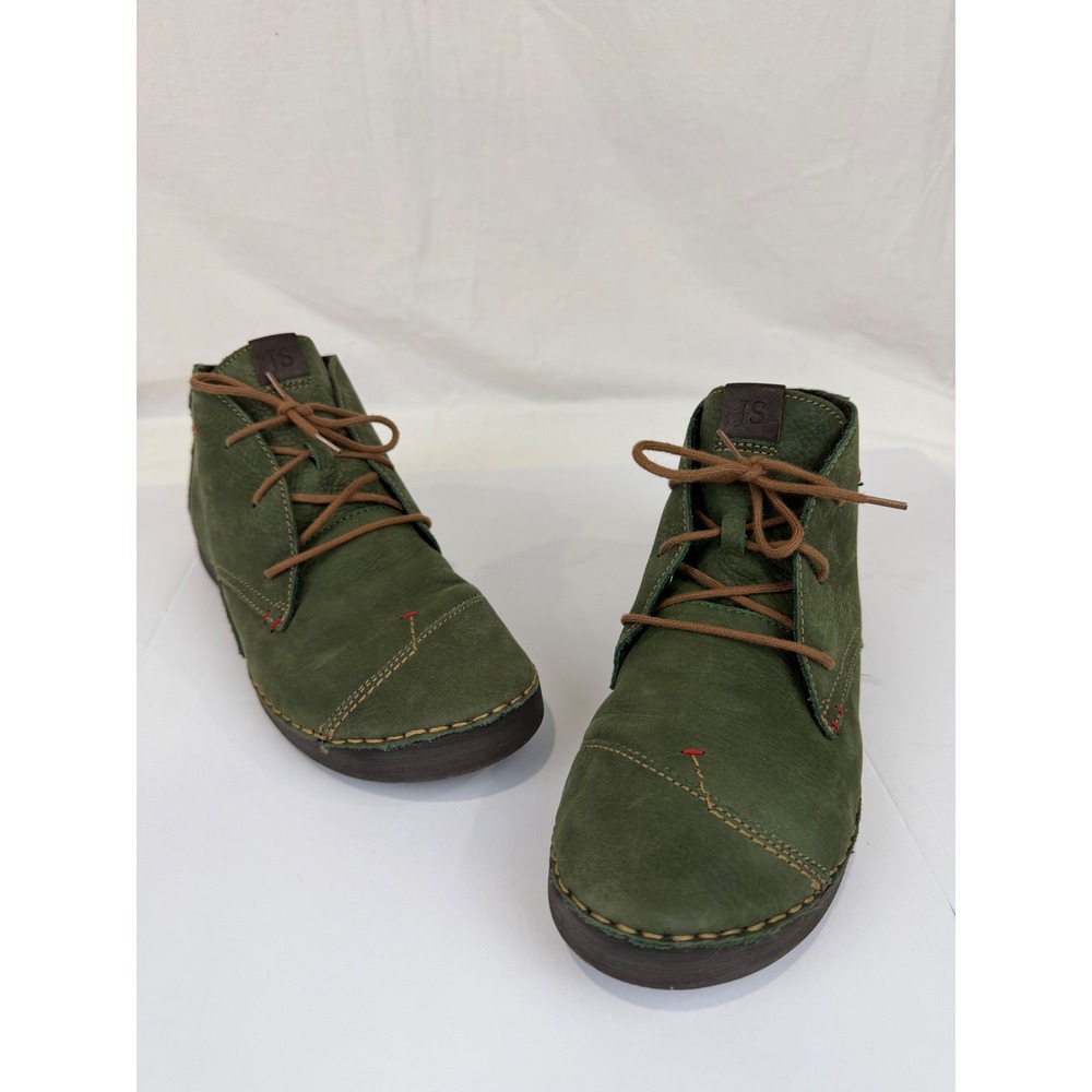 Women's Olive Green Leather Lace Up Chukka Boots EU 38 Josef Seibel Comfort